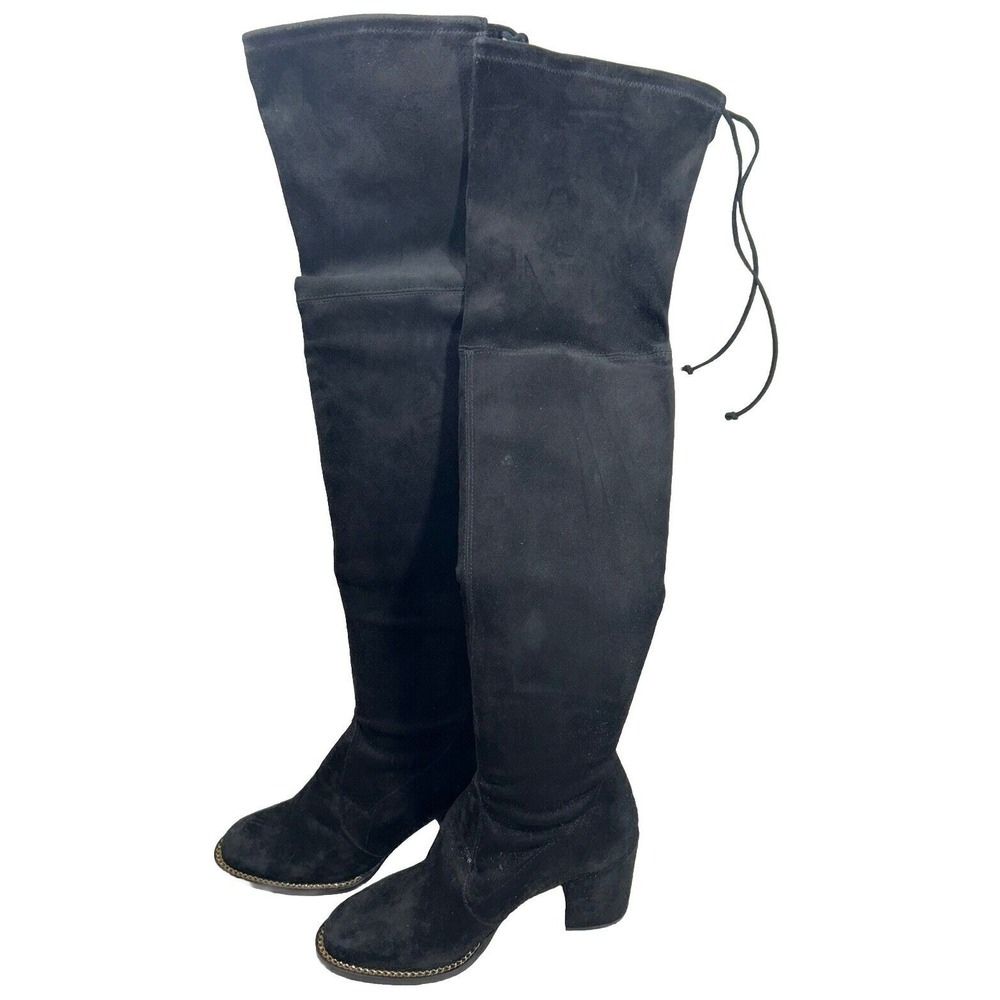 🌟GOLD CHAIN ACCENT🌟 Stuart Weirtzman Over The Knee Suede Boots With Tie